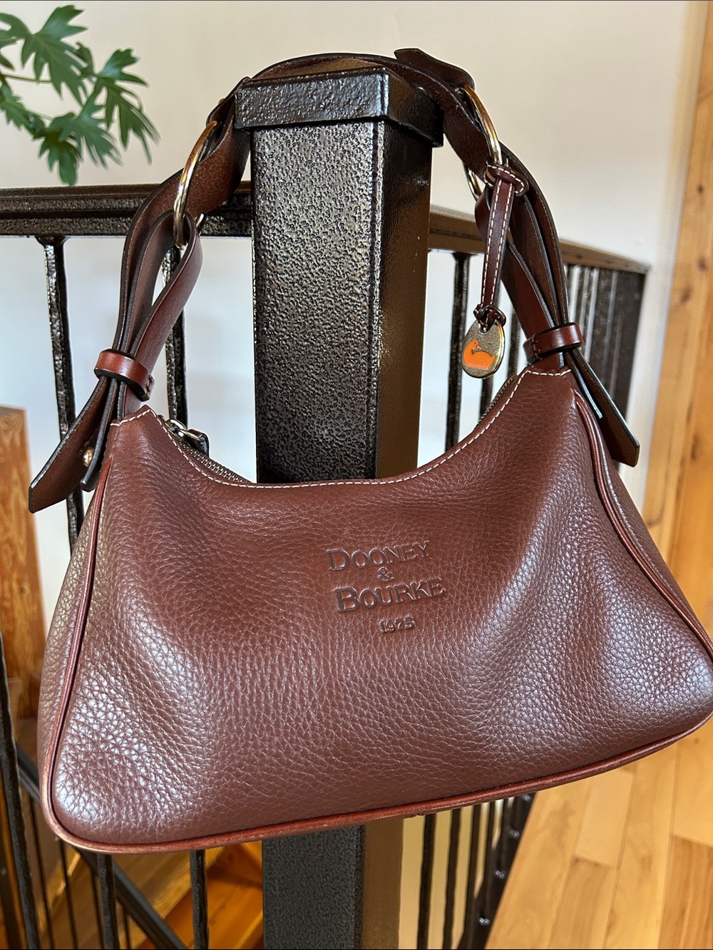 Dooney & Bourke Dark Brown Pebbled Leather Shoulder Bag - Picture 11 of 11